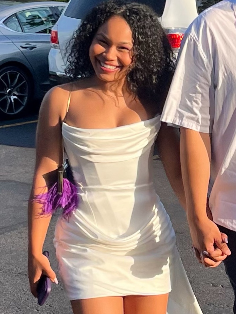 Strapless White Cowl Draped Cocktail Dress